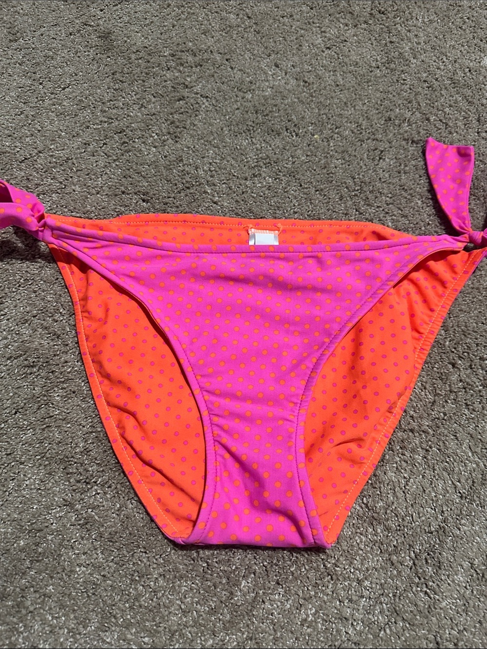 Hula Honey Pink and Orange Polka Dot Tie-Side Bikini Bottom